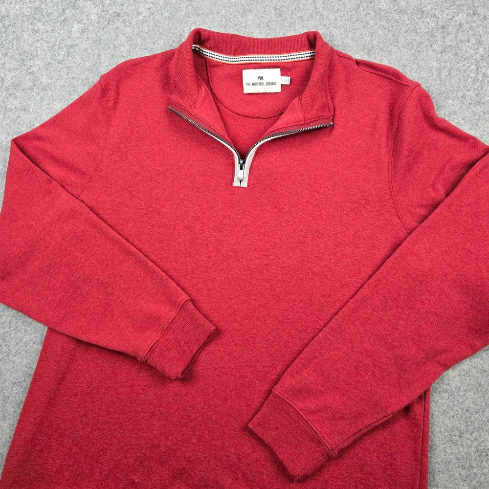 The Normal Brand 1/4 Zip Sweatshirt Mens Large Red Heathered Long Sleeve Preppy